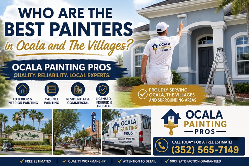 Best Painters in Ocala and The Villages - Ocala Painting Pros. Exterior, interior, cabinet, residential and commercial painting serving Ocala, The Villages and surrounding areas.